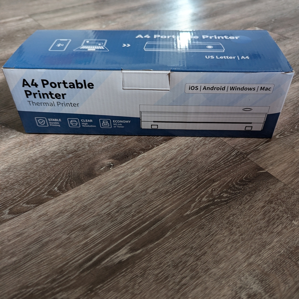 A4 Portable Thermal Printer - White and Blue